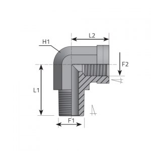 90° Adapter male NPT – fixed female NPT. (LMN..FFN)